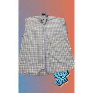 Alan Flusser Men's Long Sleeve Multicolor Plaid Button Down Dress Shirt, L